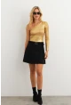 Kadın Siyah Kemerli Mini Etek KED4202