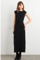 Kadın Siyah Kolsuz Yırtmaçlı Midi Elbise TF60