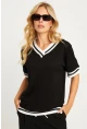 Kadın Siyah Kontrast Bluz ST836