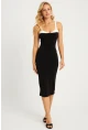 Kadın Siyah Kontrast Midi Elbise MEN2058