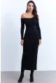 Kadın Siyah Kruvaze Maxi Elbise LİK11