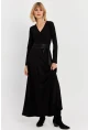 Kadın Siyah Kruvaze Maxi Elbise VTN3