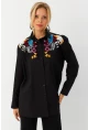 Kadın Siyah Nakışlı Gömlek MQS0063