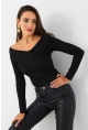 Kadın Siyah Önü Çapraz Bluz CG389