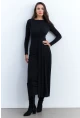 Kadın Siyah Önü Drapeli Maxi Elbise SHR5