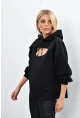 Kadın Siyah Önü Pencereli Kapüşonlu Sweatshirt Yİ1669