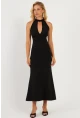 Kadın Siyah Önü Pencereli Midi Elbise EY2849