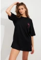 Kadın Siyah Oversize Pijama T-Shirt TPG14