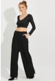 Kadın Siyah Palazzo Pantolon QRS8383