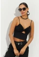 Kadın Siyah Pencereli Crop Bluz B2441