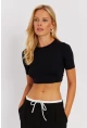Kadın Siyah Sırt Dekolteli Crop Bluz CY450