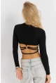 Kadın Siyah Sırt Detaylı Crop Bluz CG365