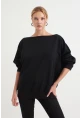 Kadın Siyah Sırtı Açık Yarasa Kol Sweatshirt B161