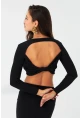 Kadın Siyah Sırtı Çapraz Kaşkorse Crop Bluz EY2975