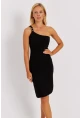 Kadın Siyah Tek Asklı Aksesuarlı Elbise NÇ521