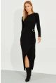 Kadın Siyah Tokalı Anvelop Maxi Elbise BK272020