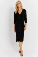 Kadın Siyah Triko Midi Gömlek Elbise YV274