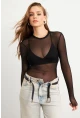 Kadın Siyah Tül Body RX454