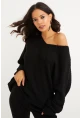 Kadın Siyah V Yaka Salaş Oversize Triko Tunik SMT158
