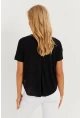 Kadın Siyah V Yaka Salaş T-Shirt LPP1271