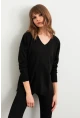 Kadın Siyah V Yaka Triko Kazak YİL549