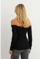 Kadın Siyah Yakası Açık Kaşkorse Bluz AYD400