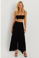 Kadın Siyah Yırtmaçlı Pantolon ÖM405