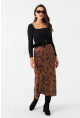 Kadın Taba Desenli Saten Etek CAR1060