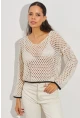 Kadın Taş Ajurlu Triko Bluz YV138