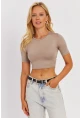 Kadın Taş Sırt Dekolteli Crop Bluz CY450