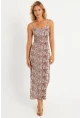 Kadın Taş Yılan Desenli Maxi Elbise MEN2052