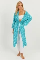 Kadın Turkuaz Desenli Kimono GÇ155