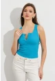 Kadın Turkuaz Patlı Kaşkorse Bluz MK02