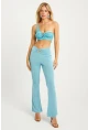 Kadın Turkuaz Simli İspanyol Pantolon TH1113