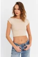 Kadın Vanilya Crop Bluz ZH008