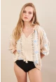 Kadın Vanilya Nakışlı Bluz MPC1344