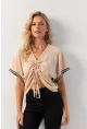 Kadın Vanilya Önü Büzgülü Bluz XL2039