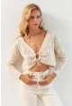 Kadın Vanilya Önü Büzgülü Triko Bluz MP20148