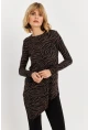Kadın Vizon Asimetrik Zebra Desenli Tunik MLPP1186-1