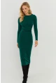 Kadın Yeşil Büzgülü Buzi Midi Elbise KED147