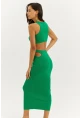 Kadın Yeşil Sırt Dekolteli Maxi Elbise B1818