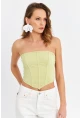 Kadın Yeşil Straplez Crop Bluz B6081