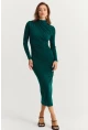 Kadın Zümrüt Yeşil Drape Maxi Elbise DMR377