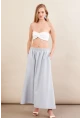 Kadın Bebe Mavi Keten Cepli Midi Etek RSP4440
