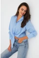 Kadın Bebe Mavi Önü Bağlamalı Gömlek ZER417