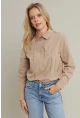 Kadın Bej Taşlı Gömlek MZER412