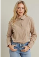 Kadın Bej Taşlı Gömlek MZER412