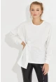 Kadın Beyaz Bağlamalı Sweatshirt Yİ2493