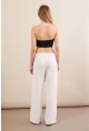 Kadın Beyaz Beli Bağcıklı Pantolon ZH105