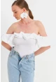 Kadın Beyaz Çıtçıtlı Straplez Body TPG07